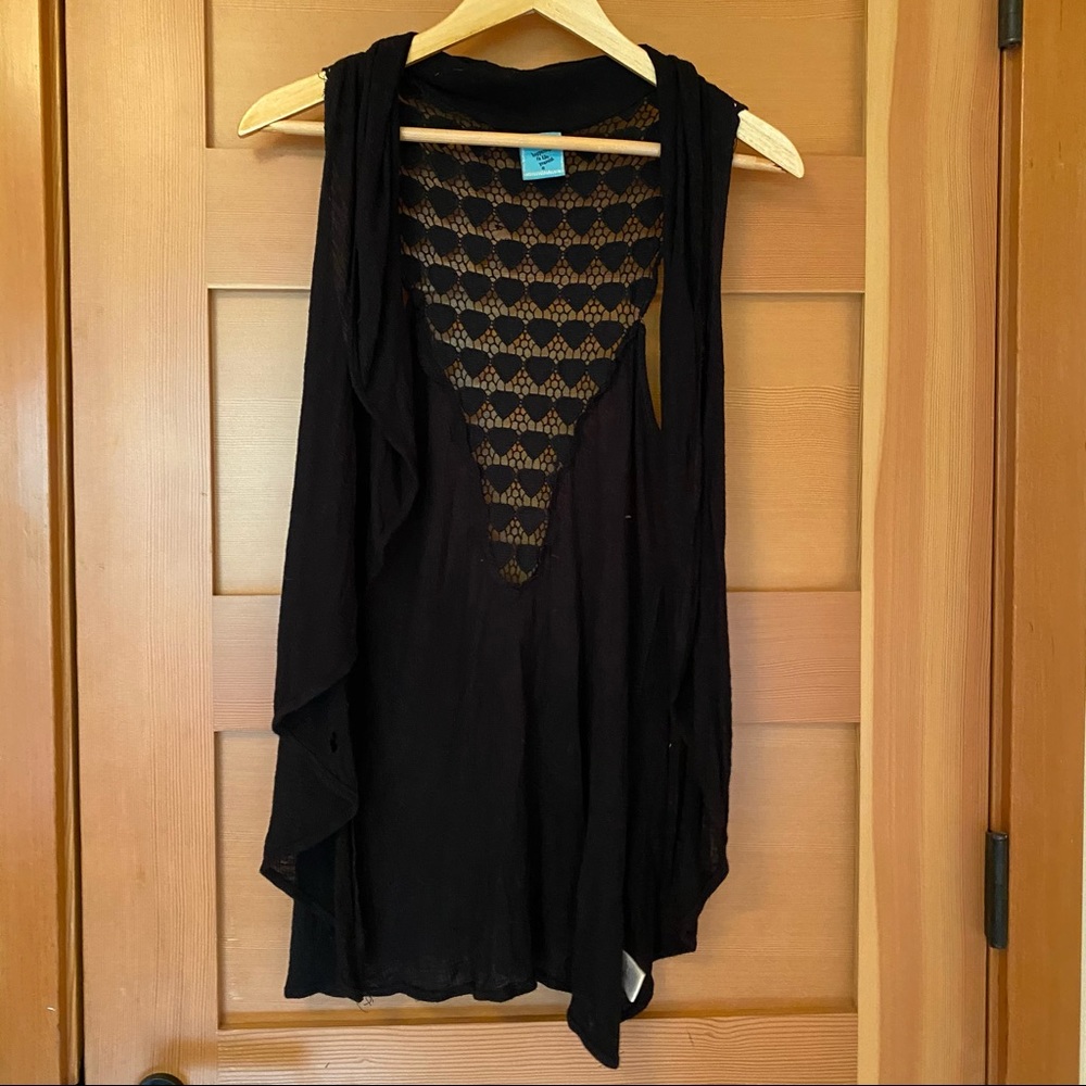 Black crochet back vest